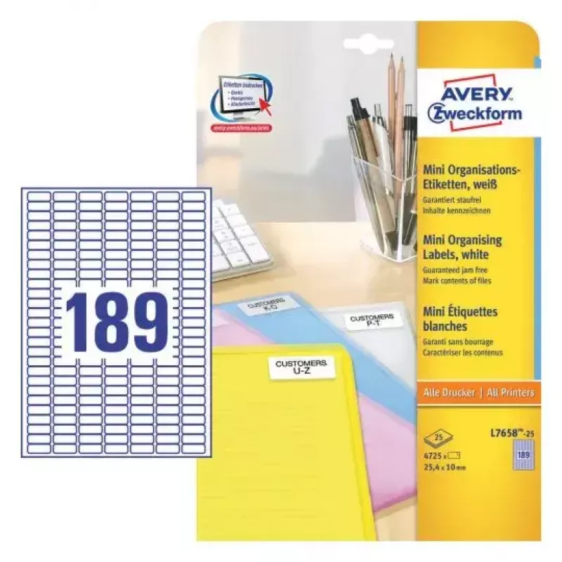 Self-adhesive printer label Avery L7658-25