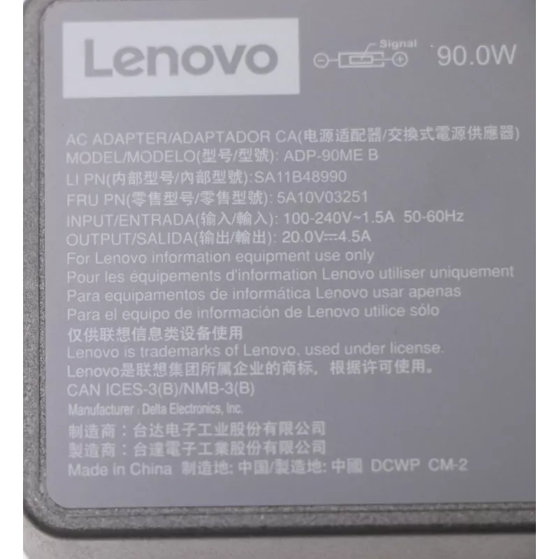 Lenovo 5A10V03251 power adapter/inverter Indoor 90 W Black