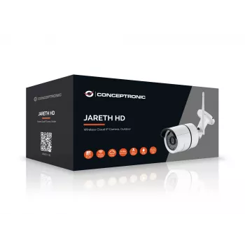 Conceptronic JARETH HD Wireless Cloud IP Camera, Outdoor, IP security camera, Outdoor, Wired & Wireless, External, Ceiling/wall, White