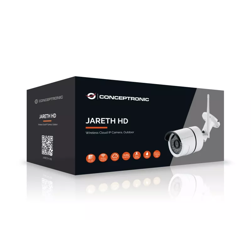 Conceptronic JARETH HD Wireless Cloud IP Camera, Outdoor, IP security camera, Outdoor, Wired & Wireless, External, Ceiling/wall, White