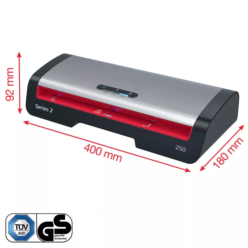 GBC 250 Office A4 Laminator, 24 cm, Hot laminator, 500 mm/min, 0.5 mm, A4, 100 µm