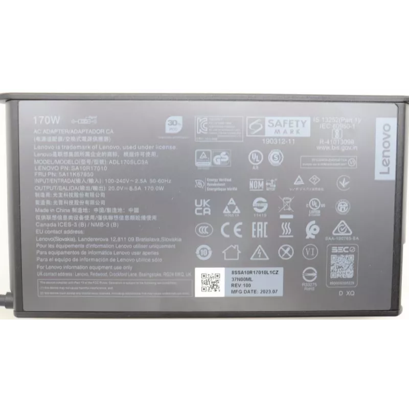 Lenovo 5A11K67850 power adapter/inverter Indoor 170 W Black
