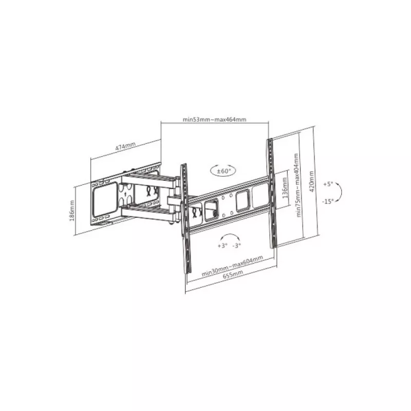 Techly ICA-PLB 344LTY TV mount/stand 177.8 cm (70 inch) Black
