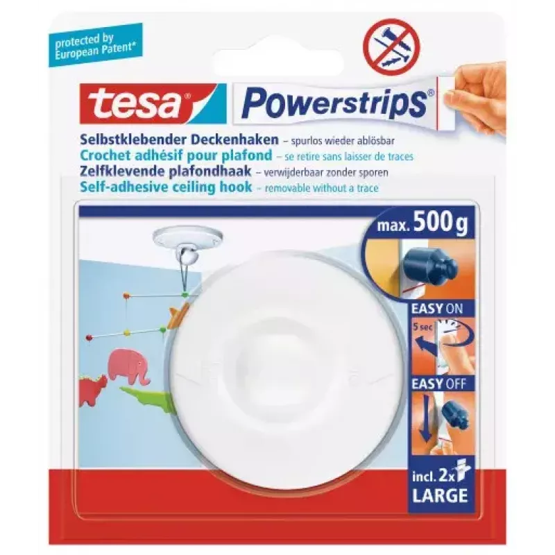 Wall storage hook Tesa 58029-00020 White — 1 piece, adhesive home hook