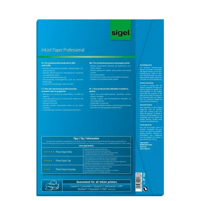 Printing paper A4 Sigel IP182 Matte 50 sheets White