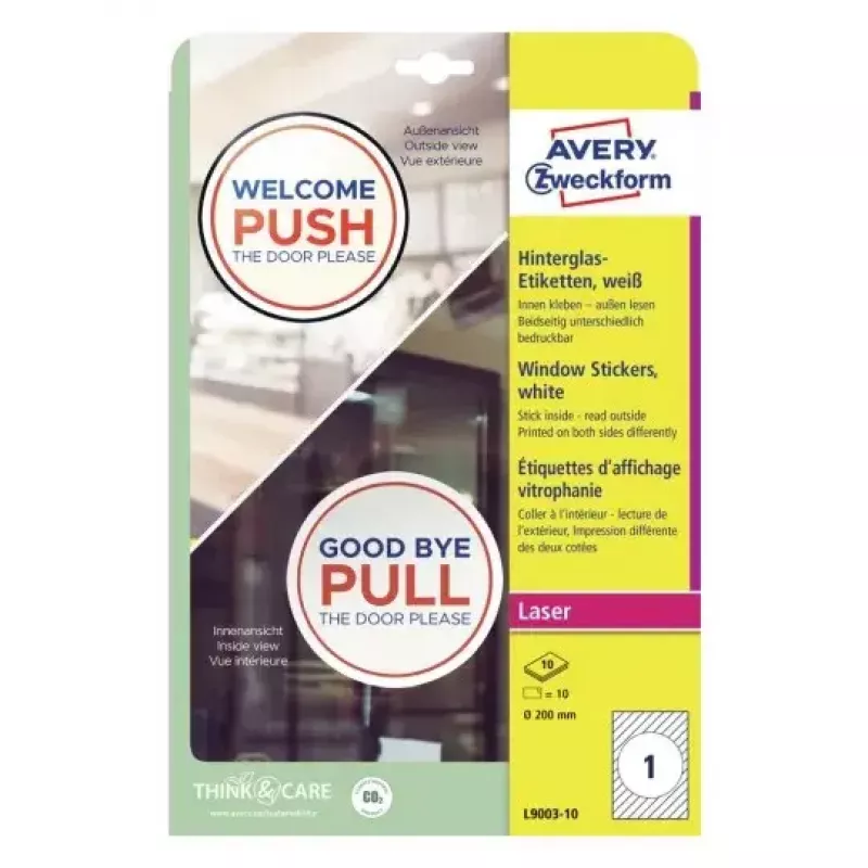 Avery Window Stickers Avery L9003-10 Self-adhesive White A4 10 pcs