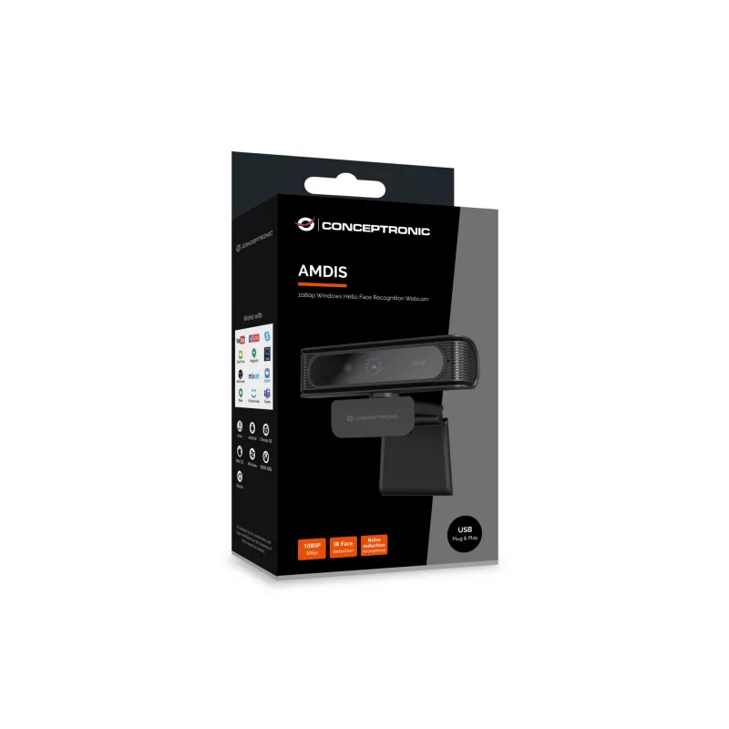 Conceptronic AMDIS09B 1080p Windows Hello Face Recognition Webcam