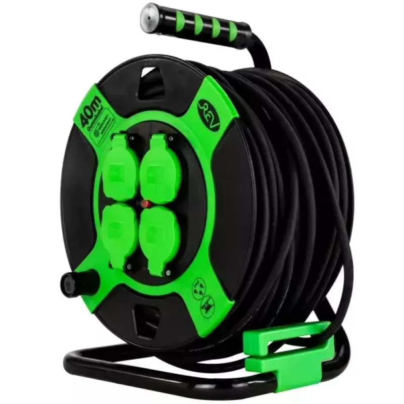 Power extension REV 10217412 40 m 4 AC outlet(s) Indoor/outdoor Black Green
