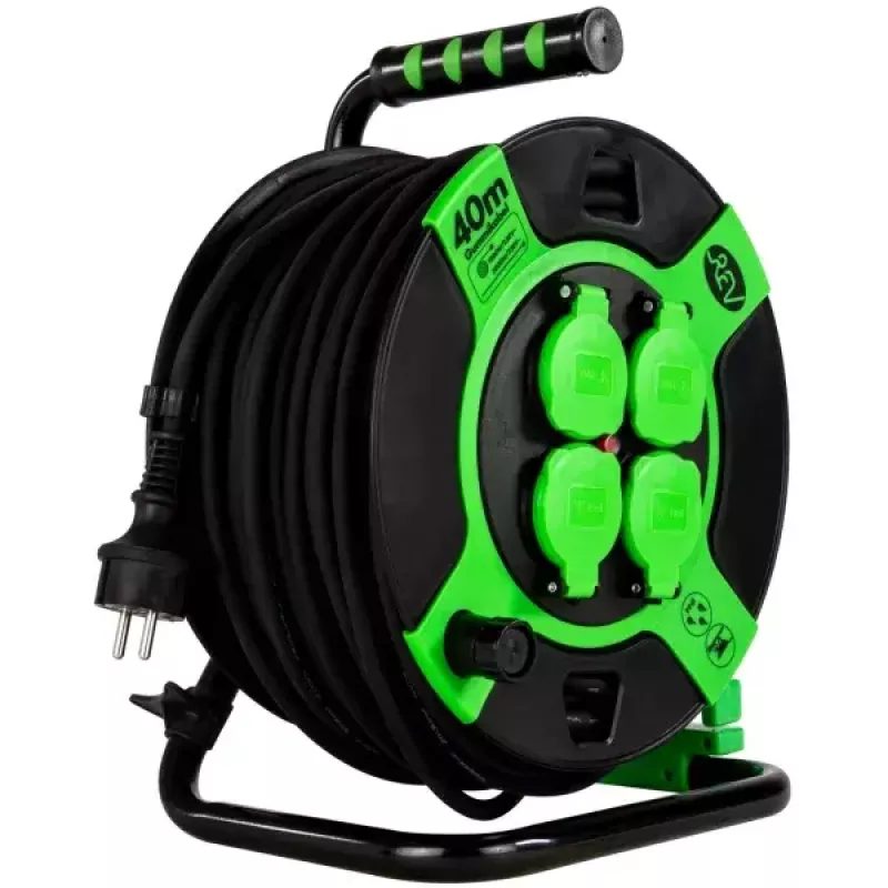 Power extension REV 10217412 40 m 4 AC outlet(s) Indoor/outdoor Black Green