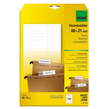 Non-adhesive label Sigel LP720 156 pcs White Rectangle