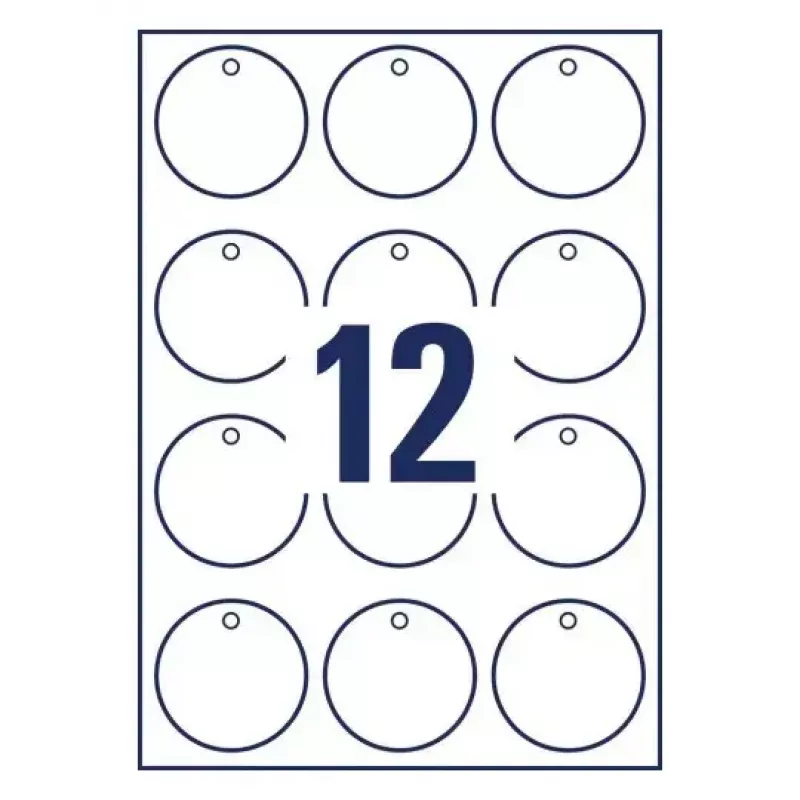 Non-adhesive label Avery T2004-10 120 pcs White Round 6 cm