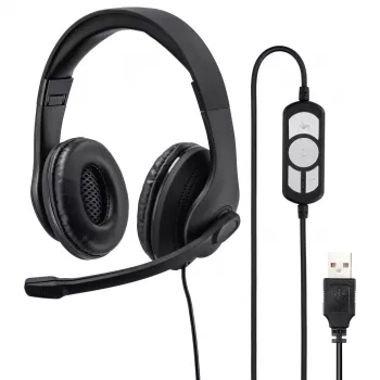 Hama HS-USB300 PC Office headset, wired, USB, black