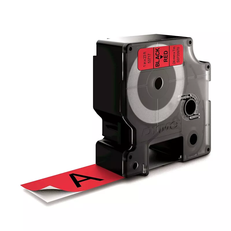 DYMO Authentic D1 Labels | 24mm x 7m Roll | Black Print on Red | Self-Adhesive Labels for LabelManager Label Printers