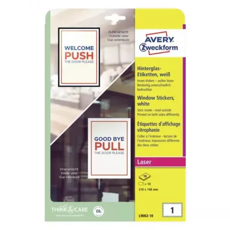 Avery Window Stickers Self-adhesive printer label A5 White 10 pcs