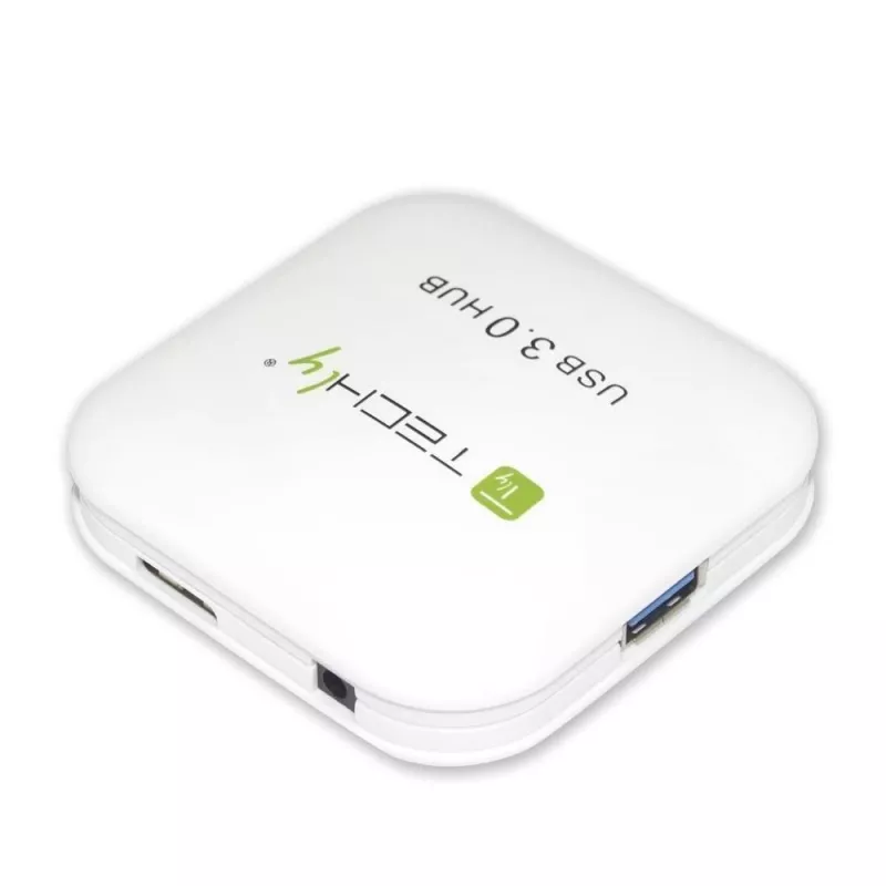 Techly USB 3.0 Super Speed Hub 4 Ports White IUSB3-HUB4-WH, USB 3.2 Gen 1 (3.1 Gen 1) Type-A, 5000 Mbit/s, White, 0.8 m, CE, RoHS, USB 2.0 USB 1.1