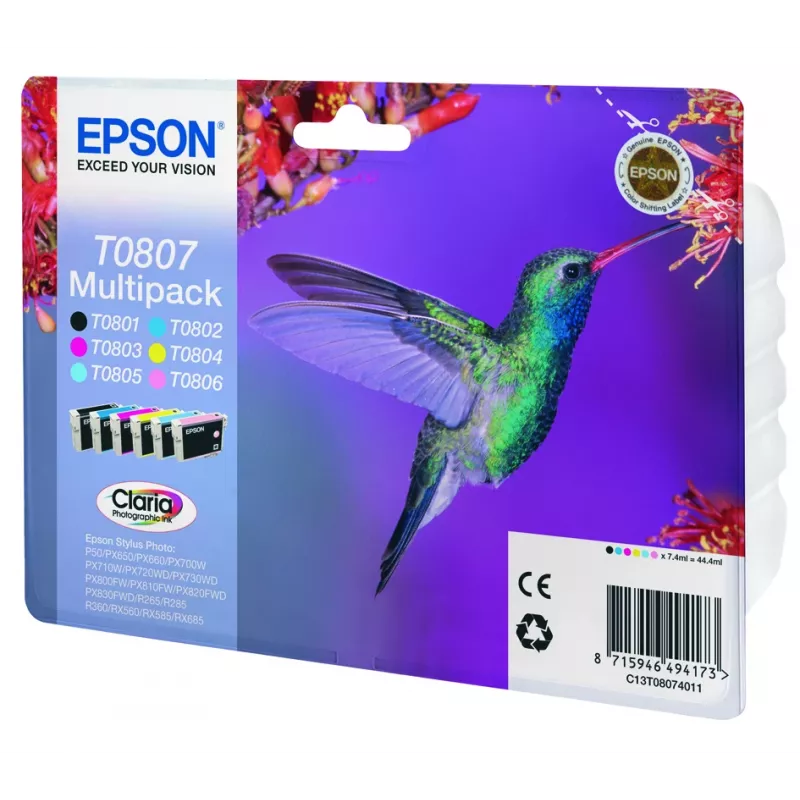 Epson Hummingbird Multipack 6-colours T0807 Claria Photographic Ink