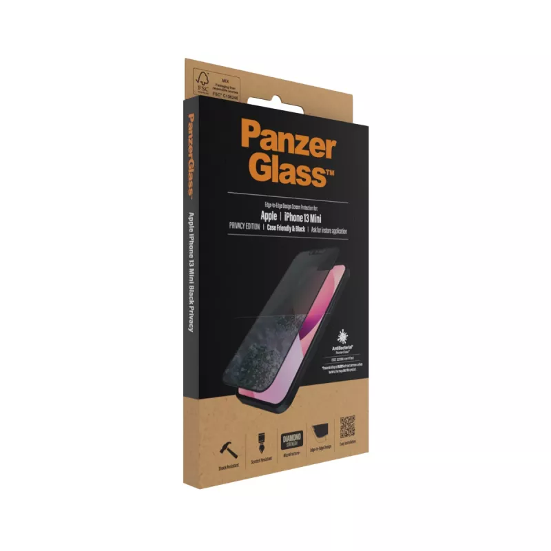 PanzerGlass Privacy Screen Protector Apple iPhone 13 Mini Edge-to-Edge Scratch Shock Resistant