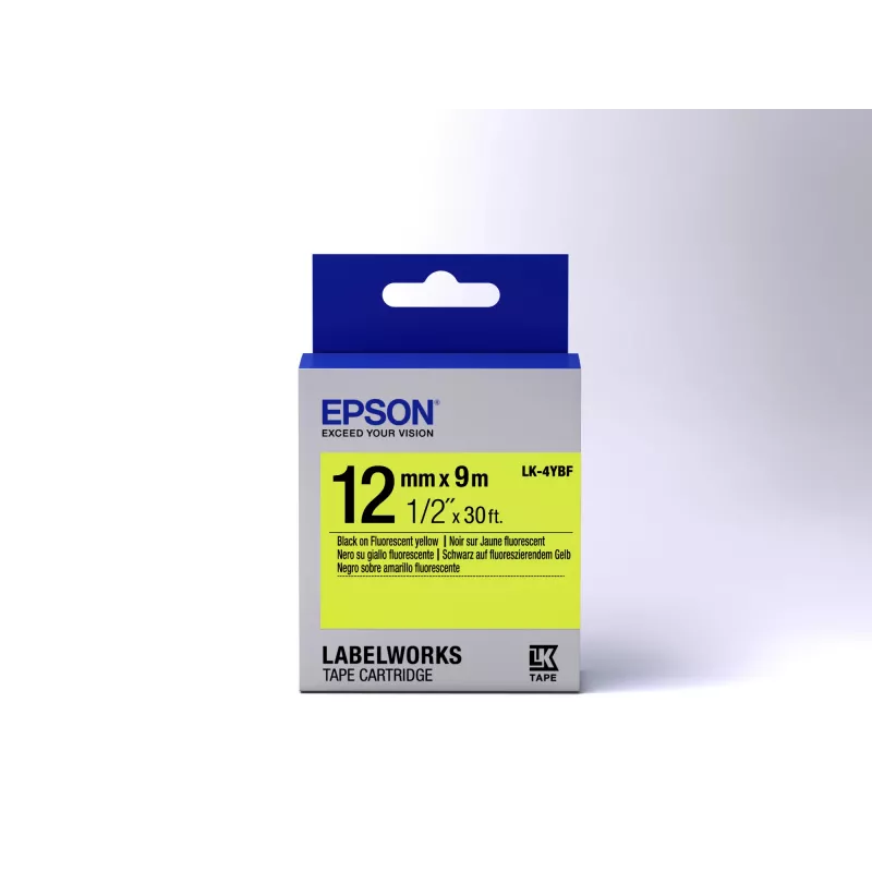 Epson Label Cartridge Fluorescent LK-4YBF Black/Yellow 12mm (9m)