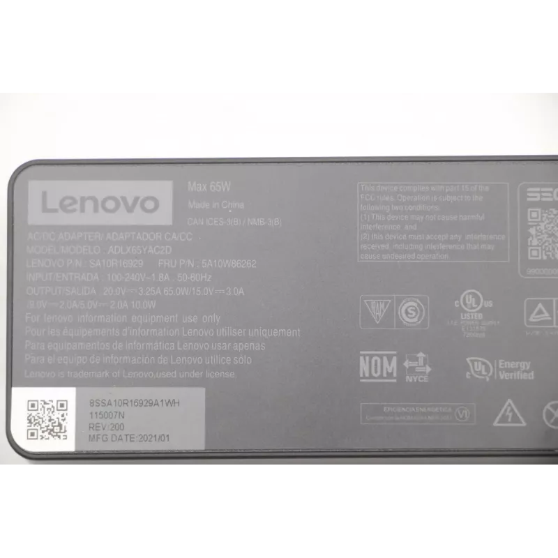 Lenovo 5A10W86262 power adapter/inverter Indoor 65 W Black