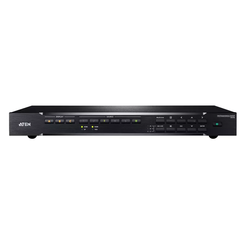 ATEN 7 x 3 Presentation Switch, HDMI, Metal, Black, 60 Hz, 1080p, 1920 x 1200 pixels
