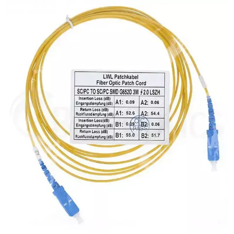 Fibre optic cable BlueOptics SFP2222BU10MK SC G.657.A1 10 m Yellow