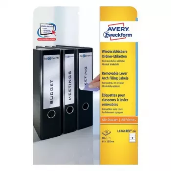 Avery L4761REV-20 self-adhesive label Rounded rectangle Removable White 80 pc(s)
