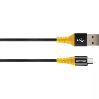 USB Cable Schwaiger WKUM10 511 1.2m USB A Micro-USB B Black Yellow