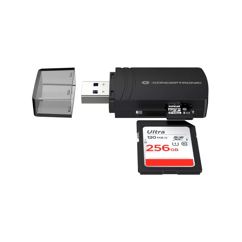 Conceptronic BIAN06B SD TF/MicroSD 4.0 Card Reader, UHS-II, USB 3.0, 5Gbps