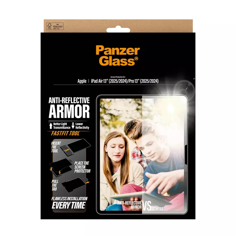 PanzerGlass ® Anti-Reflective Armor Screen Protector iPad Air 13 inch (2024-2026) | Pro 13 inch (2024-2025) | Ultra-Wide Fit w. Fastfit tool