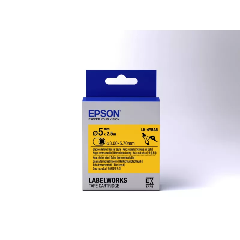 Epson Label Cartridge Heat Shrink tube (HST) LK-4YBA5 Black/Yellow D5mm (2.5m)