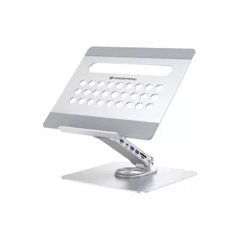 Conceptronic DONN27G, Laptop stand, Silver, Aluminium, 360°, USB 3.2 Gen 1 (3.1 Gen 1) Type-C, 5000 Mbit/s