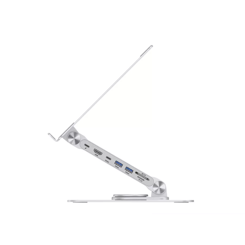 Conceptronic DONN27G, Laptop stand, Silver, Aluminium, 360°, USB 3.2 Gen 1 (3.1 Gen 1) Type-C, 5000 Mbit/s