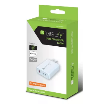 Techly IPW-PD140W-WH mobile device charger Power bank, Smartphone, Tablet, Universal White AC Fast charging Indoor