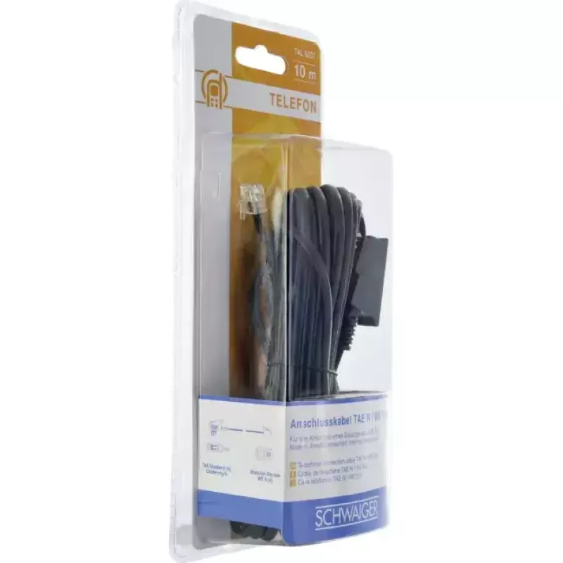 Cable RJ-11 Schwaiger 10m TAE-N Black