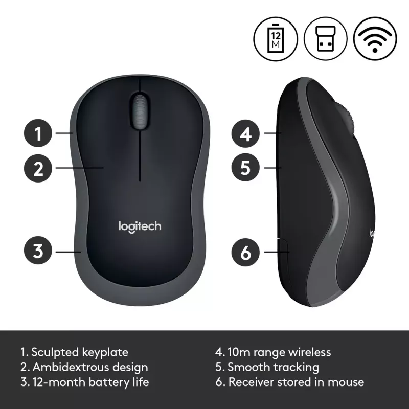 Mouse Logitech M185 swift Wireless Gray