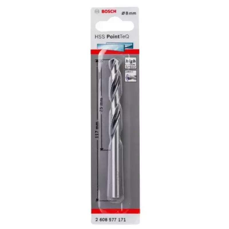 Twist Drill Bit Bosch HSS PointTeQ 8 mm