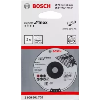 Bosch Expert for Inox grinding discs, 76 x 4 x 10 mm, 2 pcs
