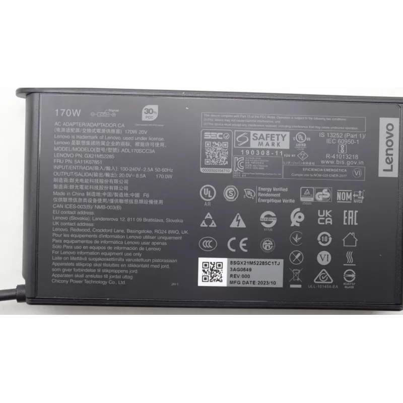 Lenovo 5A11K67851 power adapter/inverter Indoor 170 W Black