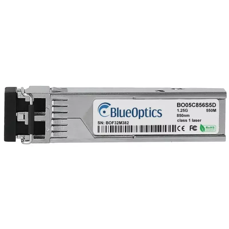 Fiber optic SFP transceiver BlueOptics J4858D-BO, 1250 Mbit/s, 850 nm, silver