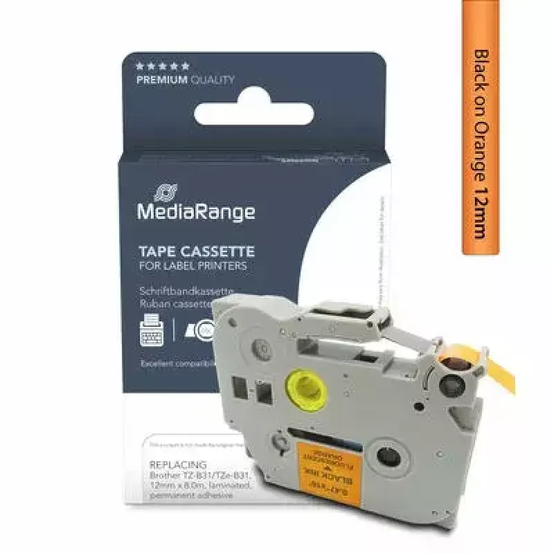 Printer Ribbon MediaRange MRBTZB31 Black 1.2 cm x 8 m