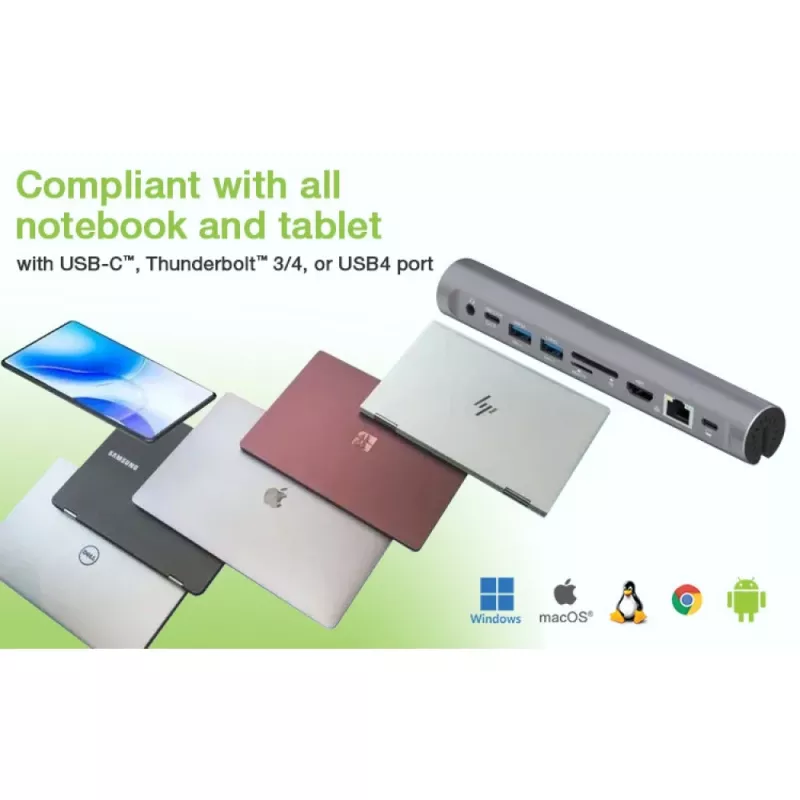 Techly ICA-NTB-DOCK91 Wired USB 3.2 Gen 1 (3.1 Gen 1) Type-C Silver