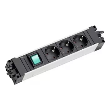 Power strip Bachmann STEP ALU 3-way with switch, aluminium housing, 3x AC outlets, 230 V, 16 A, IP20