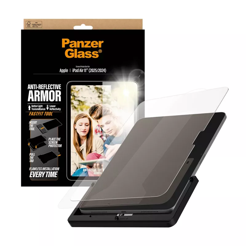 Screen protector PanzerGlass Anti-Reflective Armor for iPad Air 11 inch (2024–2026) Ultra-Wide Fit with Fastfit tool, PET/Silicone
