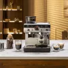 Espresso machine KRUPS XP801T semi‑automatic with built‑in grinder, 3 L water tank, 2‑cup output, black/stainless steel