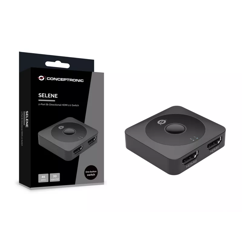 Conceptronic SELENE01B 2-Port Bi-Directional HDMI 2.0 Switch, 4K60Hz