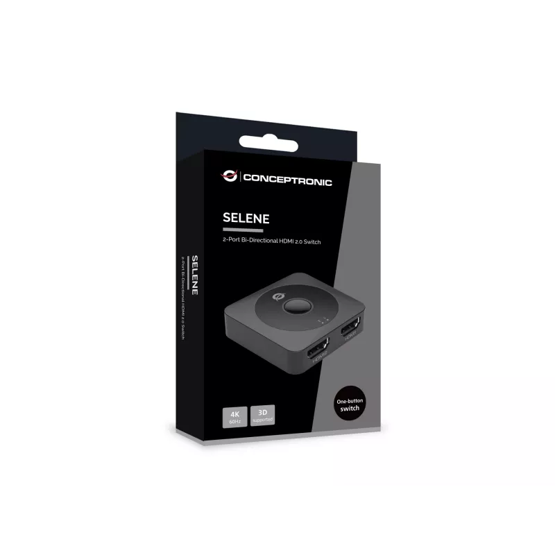 Conceptronic SELENE01B 2-Port Bi-Directional HDMI 2.0 Switch, 4K60Hz
