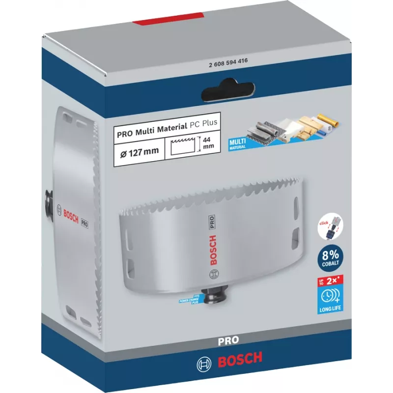 Bosch PRO Multi Material PC Plus, 44/127 mm, Single, Drill, Drywall, Metal, Non-ferrous metal, Plastic, Softwood, Black, Grey, Cobalt steel, Cobalt Alloy High-Speed Steel (HSS-Co)