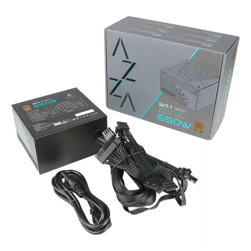 Power supply unit AZZA PSAZ-650B (ATX3.1) 650 W, 20+4 pin ATX, non-modular, 80 PLUS Bronze, black