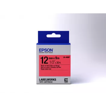 Epson Label Cartridge Pastel LK-4RBP Black/Red 12mm (9m)