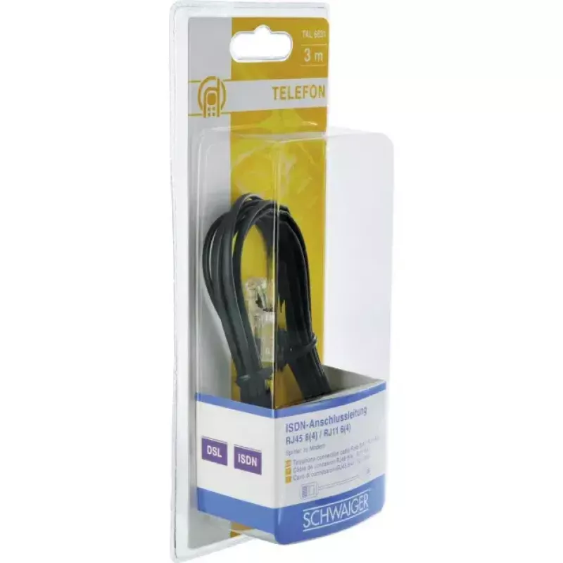 Network Cable Schwaiger 3.0m RJ-11 - RJ-45 3m Black